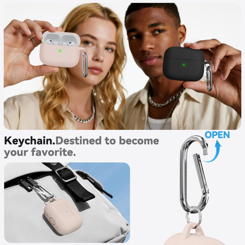 Ljusmicker for AirPods Pro 3 Case 2025 with Cleaner Kit,Soft Silicone Protective Cover for Apple AirPods Pro 3rd Generation Cases for Women Men,AirPod Pro 3 Case Accessories with Keychain-Milk Tea - Image 5
