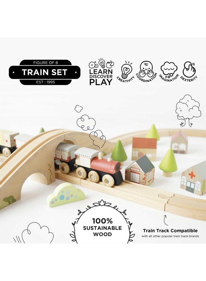 Le Toy Van Wooden Train Set with Figure of 8 Train Track, Plastic Free Set with Universal Compatible Train Track, Suitable for 36+ Months, Girls and Boys, TV702 - Image 3