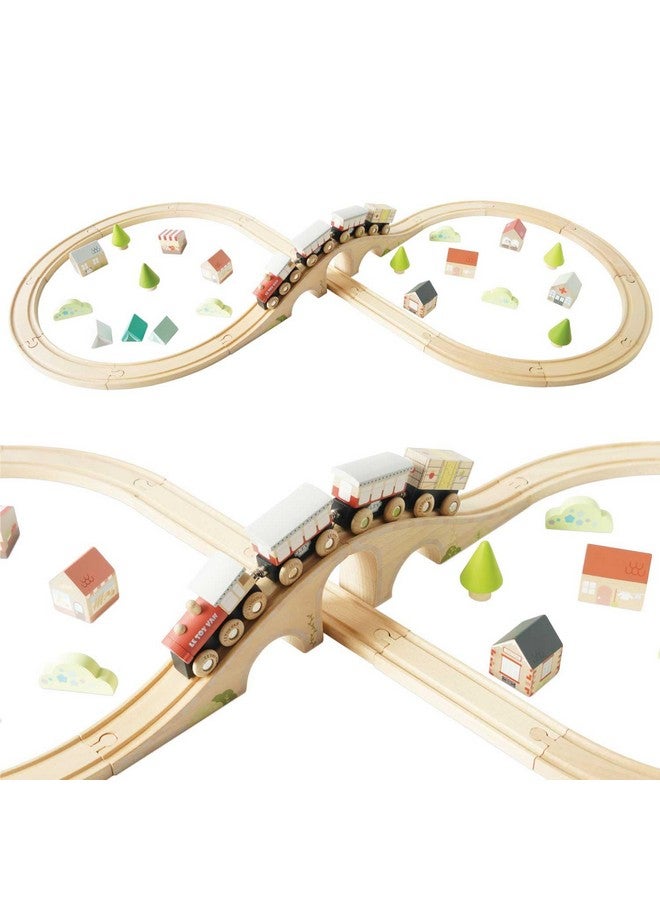 Le Toy Van Wooden Train Set with Figure of 8 Train Track, Plastic Free Set with Universal Compatible Train Track, Suitable for 36+ Months, Girls and Boys, TV702 - Image 1