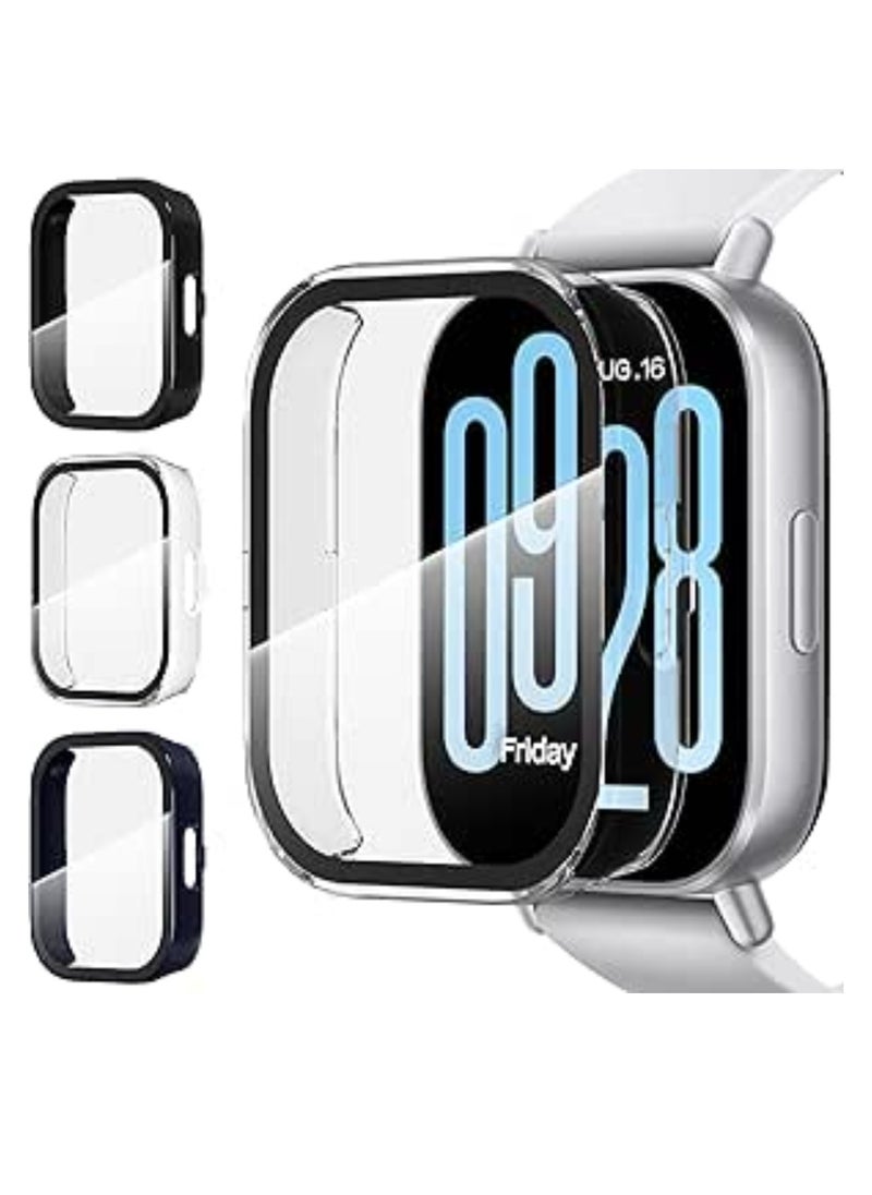 Aookay 3 Pcs for Redmi Watch 5 Active Case, Tempered Glass Screen Protector Scratch-Resistant Cover for Redmi Watch 5 Active Smartwatch (Black+Black+White)  - Image 1