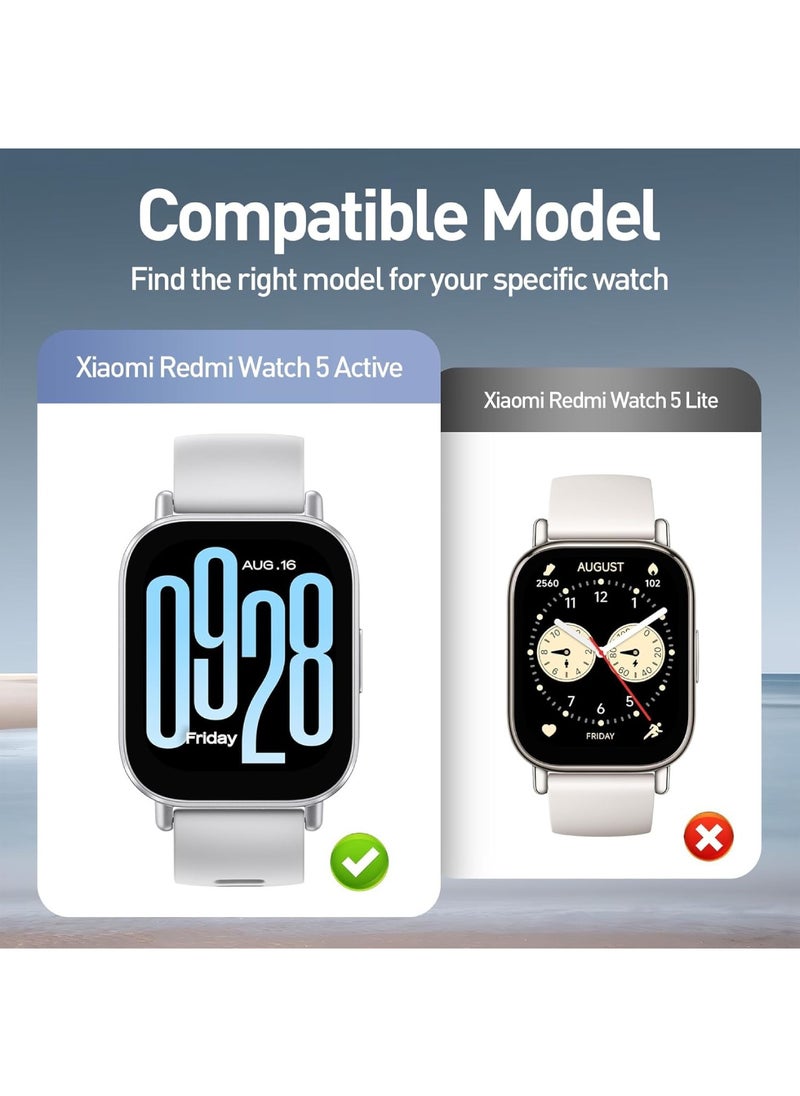 Aookay 3 Pcs for Redmi Watch 5 Active Case, Tempered Glass Screen Protector Scratch-Resistant Cover for Redmi Watch 5 Active Smartwatch (Black+Black+White)  - Image 2