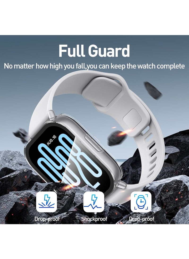 Aookay 3 Pcs for Redmi Watch 5 Active Case, Tempered Glass Screen Protector Scratch-Resistant Cover for Redmi Watch 5 Active Smartwatch (Black+Black+White)  - Image 3