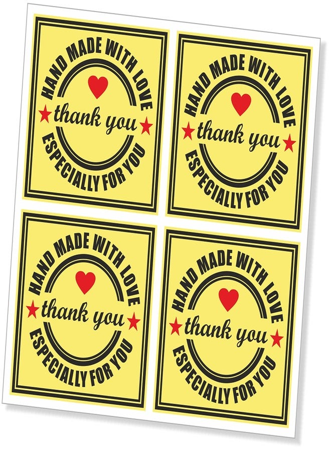 PG Creations Thank You Stickers for Small Business, Handmade Design, 1.5x1.5 Inch, Small Size Paper Labels, Multicolour, Pack of 100 - Image 1