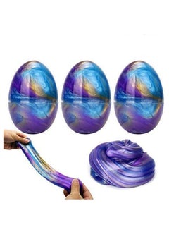 Galaxy Fluffy Slime 3 Pcs Colorful Soft Egg Slime Putty Magic DIY Clay Stress Relief Toy Non toxic DIY Toys No Borax and Scented for Children and Adults for Age 3 4 5 6