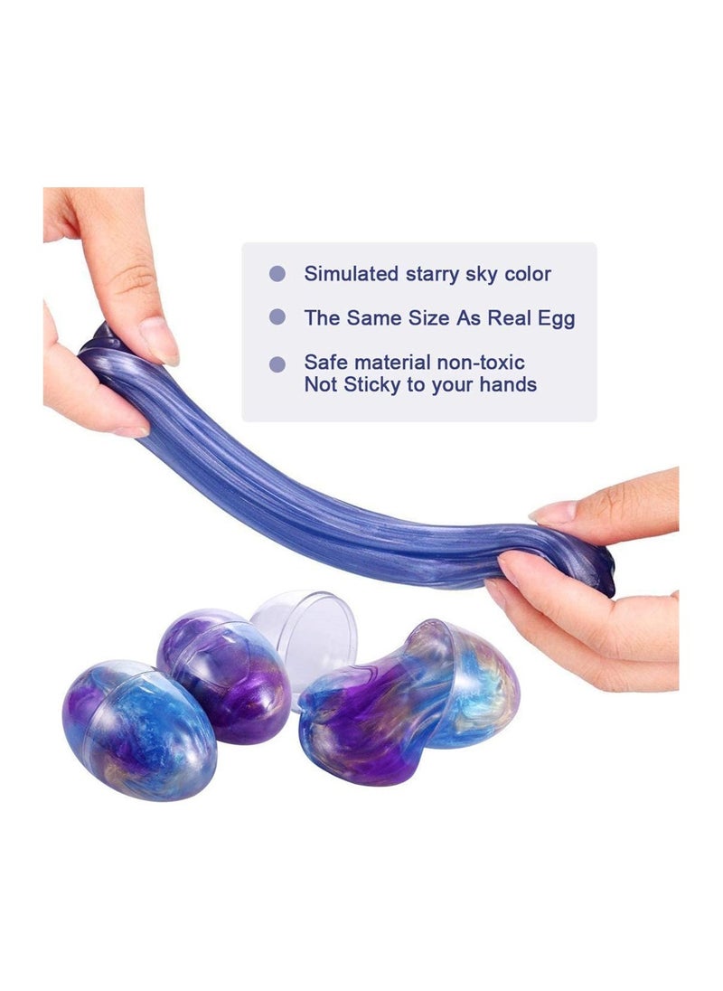SYOSI - Galaxy Fluffy Slime 3 Pcs Colorful Soft Egg Slime Putty Magic DIY Clay Stress Relief Toy Non toxic DIY Toys No Borax and Scented for Children and Adults for Age 3 4 5 6 - Image 1