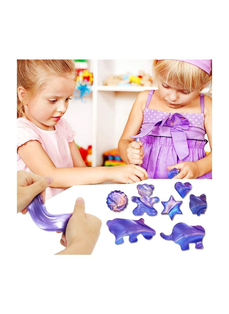 SYOSI - Galaxy Fluffy Slime 3 Pcs Colorful Soft Egg Slime Putty Magic DIY Clay Stress Relief Toy Non toxic DIY Toys No Borax and Scented for Children and Adults for Age 3 4 5 6 - Image 1