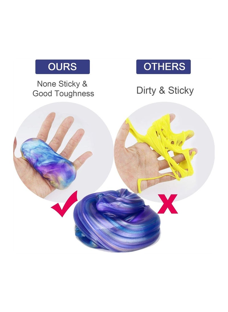SYOSI - Galaxy Fluffy Slime 3 Pcs Colorful Soft Egg Slime Putty Magic DIY Clay Stress Relief Toy Non toxic DIY Toys No Borax and Scented for Children and Adults for Age 3 4 5 6 - Image 1