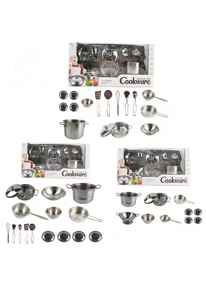 Cookware Stainless Steel Kitchen Toy Set for Kids - 11Pcs Realistic Pretend Cooking Playset 👩‍🍳🍳 | Educational Chef Toy for Girls & Boys  - Image 5