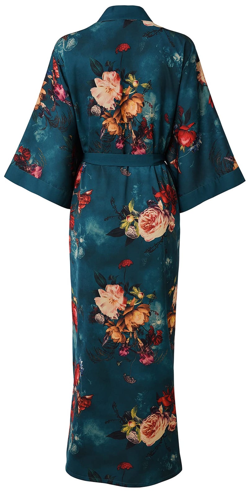 Ledamon Women's Kimono Robe Long for Women - Pocket Floral Bathrobe (Polyester, Dark green-A) - Image 1
