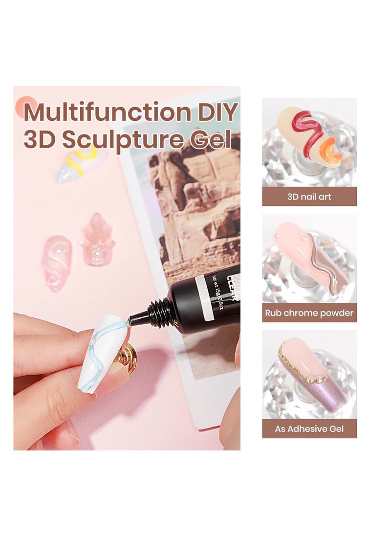 MIZHSE MIZHSE 3D Nail Gel Clear Nail Sculpting Gel for Nail Art 15g Molding Gel for Nails Gel Liner 5D Candy Embossed 3D Decoration Manicure Charms  - Image 2