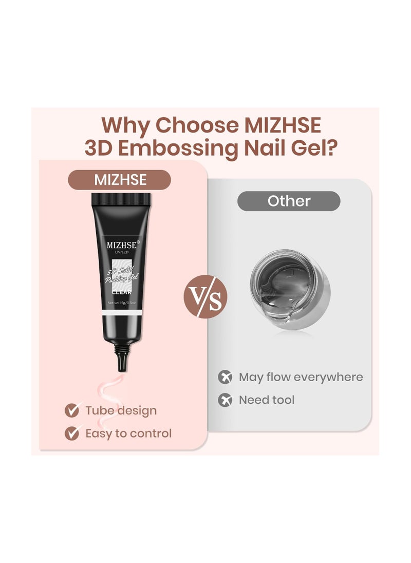 MIZHSE MIZHSE 3D Nail Gel Clear Nail Sculpting Gel for Nail Art 15g Molding Gel for Nails Gel Liner 5D Candy Embossed 3D Decoration Manicure Charms  - Image 5