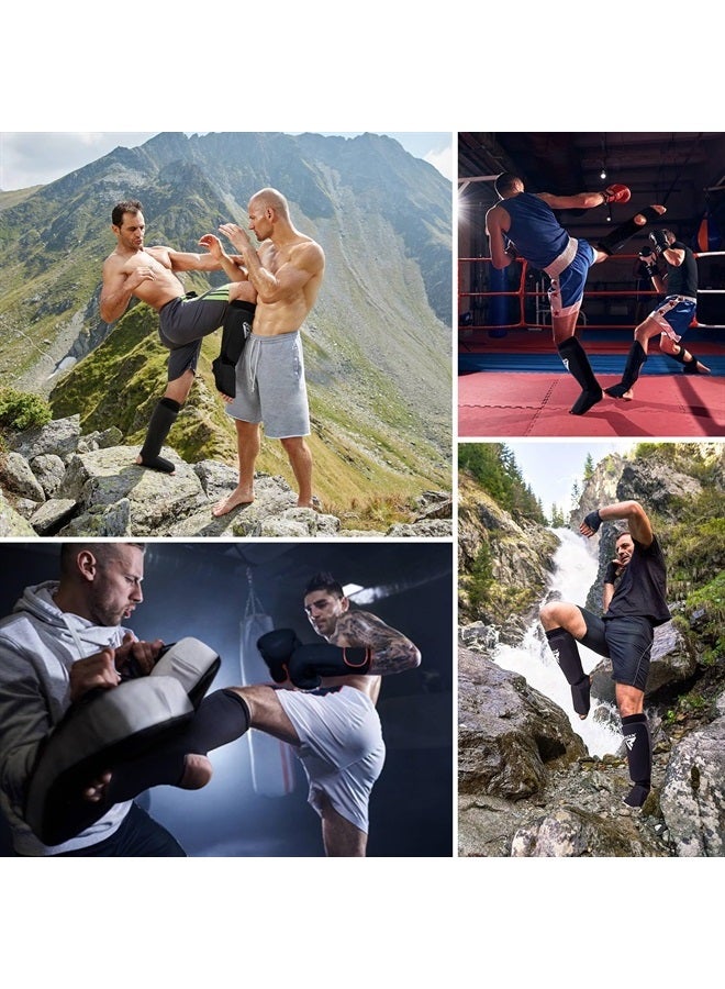 Rdx Shin Guards Kickboxing Muay Thai, SATRA Approved, MMA Leg Instep Protection Pads, Sparring Training Martial Arts Boxing, Elasticated Padded Protector, Karate BJJ Taekwondo Gear, Men Women - Image 2