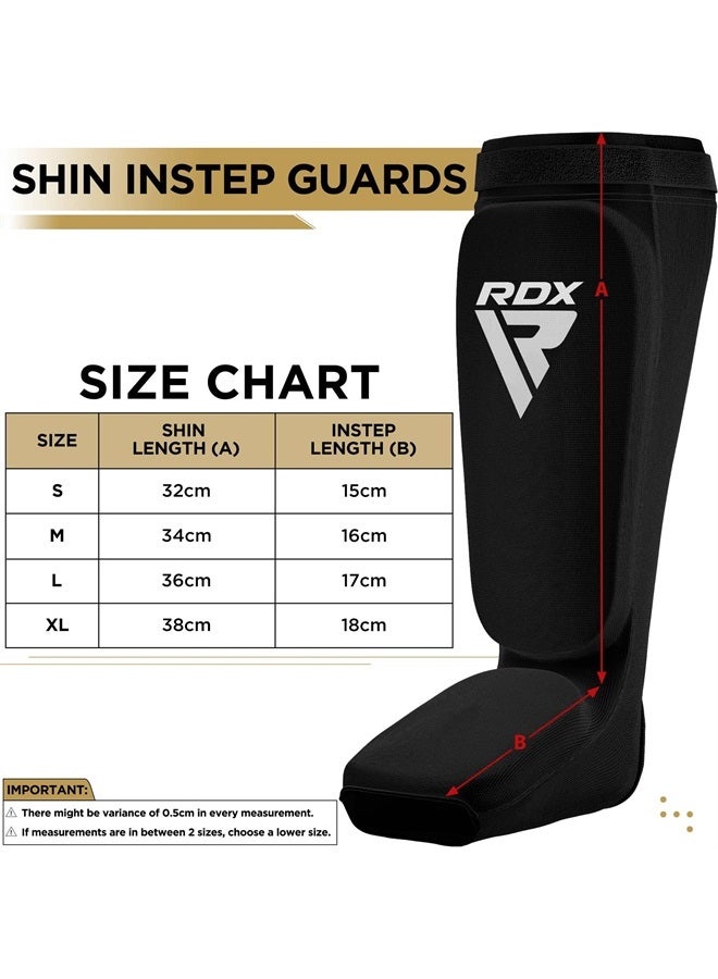 Rdx Shin Guards Kickboxing Muay Thai, SATRA Approved, MMA Leg Instep Protection Pads, Sparring Training Martial Arts Boxing, Elasticated Padded Protector, Karate BJJ Taekwondo Gear, Men Women - Image 3