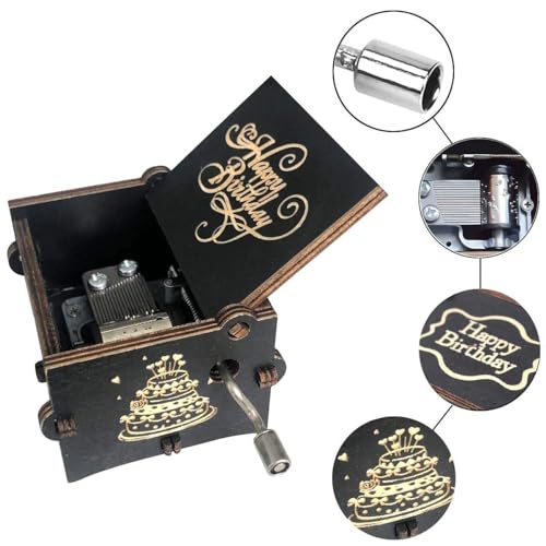Caaju Happy Birthday Music Box - Wooden Antique Carved Hand Crank – Vintage Musical Gift for Boys, Girls, Men, and Women – Birthday Gift for Kids - Image 2