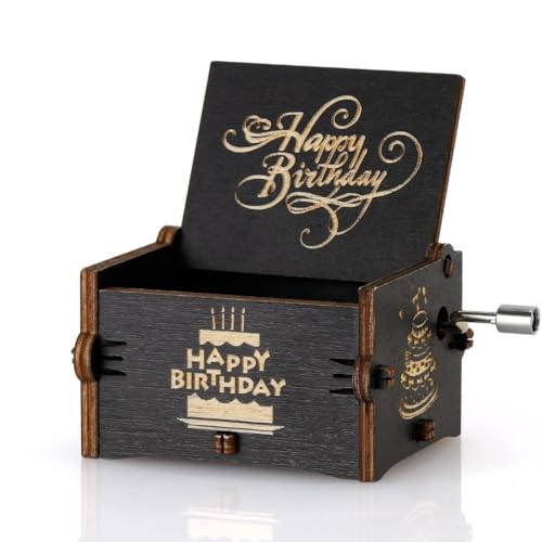 Caaju Happy Birthday Music Box - Wooden Antique Carved Hand Crank – Vintage Musical Gift for Boys, Girls, Men, and Women – Birthday Gift for Kids - Image 1