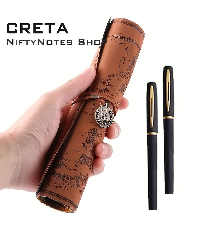 CRETAE 3pcs Frosted Dark Coffee Pen Bag Set Large Capacity Pencil Case with Treasure Map Pen Holder School Storage Organizer Suitable for School Home Office Back to School Gift for Teachers 3 in 1 - Image 4