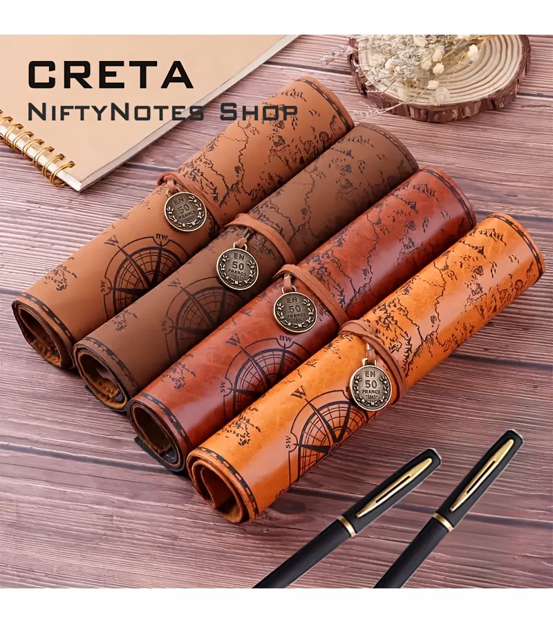 CRETAE 3pcs Frosted Dark Coffee Pen Bag Set Large Capacity Pencil Case with Treasure Map Pen Holder School Storage Organizer Suitable for School Home Office Back to School Gift for Teachers 3 in 1 - Image 1