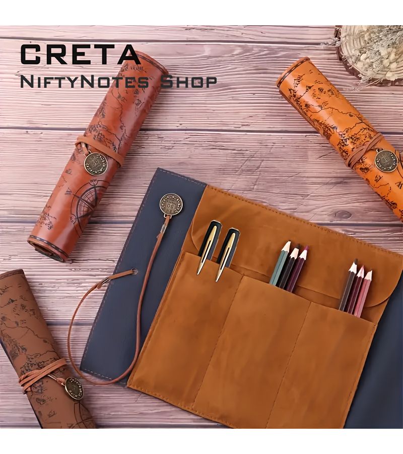 CRETAE 3pcs Frosted Dark Coffee Pen Bag Set Large Capacity Pencil Case with Treasure Map Pen Holder School Storage Organizer Suitable for School Home Office Back to School Gift for Teachers 3 in 1 - Image 5