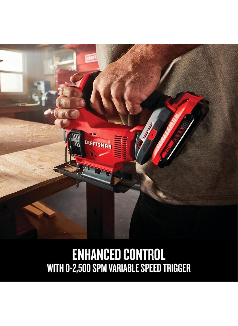 CRAFTSMAN CRAFTSMAN V20 Cordless Jig Saw 3 Orbital Settings Up to 2500 SPM Bare Tool Only CMCS600B  - Image 5