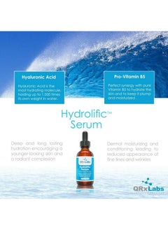 QRxLabs QRxLabs Hydrolific Serum - Hyaluronic Acid Serum Boosted with Vitamin B5 - Formulated for Dermal Penetration & Hydration - Skin Moisturizing Serum - Hyaluronic Acid Serum for Face - Hydrating Serum  - Image 2