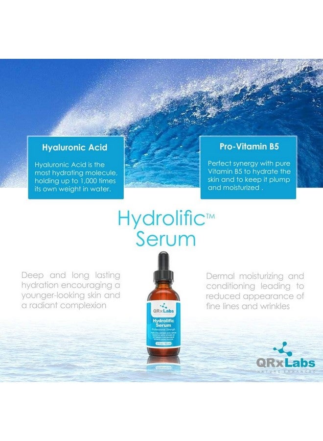 QRxLabs Hydrolific Serum - Hyaluronic Acid Serum Boosted with Vitamin B5 - Formulated for Dermal Penetration & Hydration - Skin Moisturizing Serum - Hyaluronic Acid Serum for Face - Hydrating Serum - Image 2