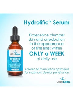 QRxLabs QRxLabs Hydrolific Serum - Hyaluronic Acid Serum Boosted with Vitamin B5 - Formulated for Dermal Penetration & Hydration - Skin Moisturizing Serum - Hyaluronic Acid Serum for Face - Hydrating Serum  - Image 3