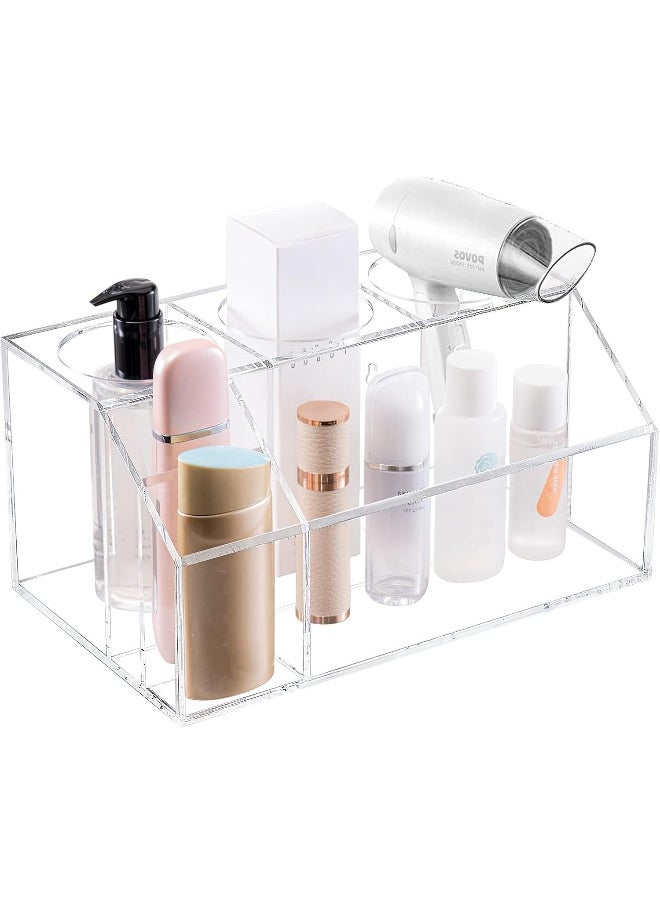 Generic SUMERFLOS Acrylic Hair Tool Organizer, Hair Dryer Holder and Styling Tool Accessories Organizer for Toiletries, Bathroom Supplies Vanity Countertop Storage Blow Dryer, Makeup, Curling Iron - Clear  - Image 1