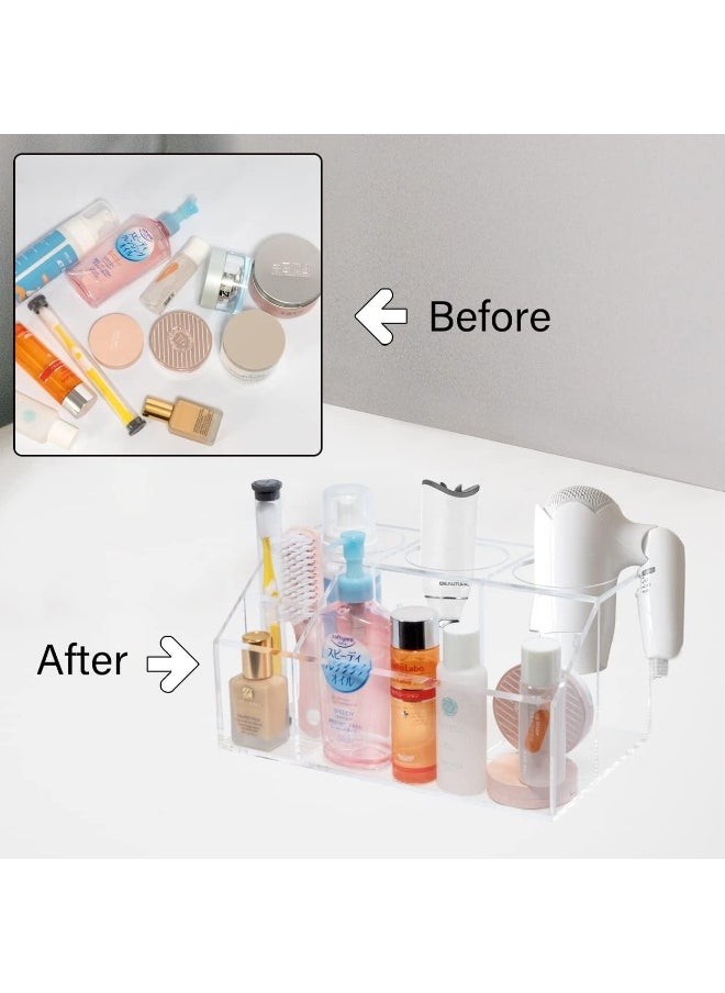 Generic SUMERFLOS Acrylic Hair Tool Organizer, Hair Dryer Holder and Styling Tool Accessories Organizer for Toiletries, Bathroom Supplies Vanity Countertop Storage Blow Dryer, Makeup, Curling Iron - Clear  - Image 5
