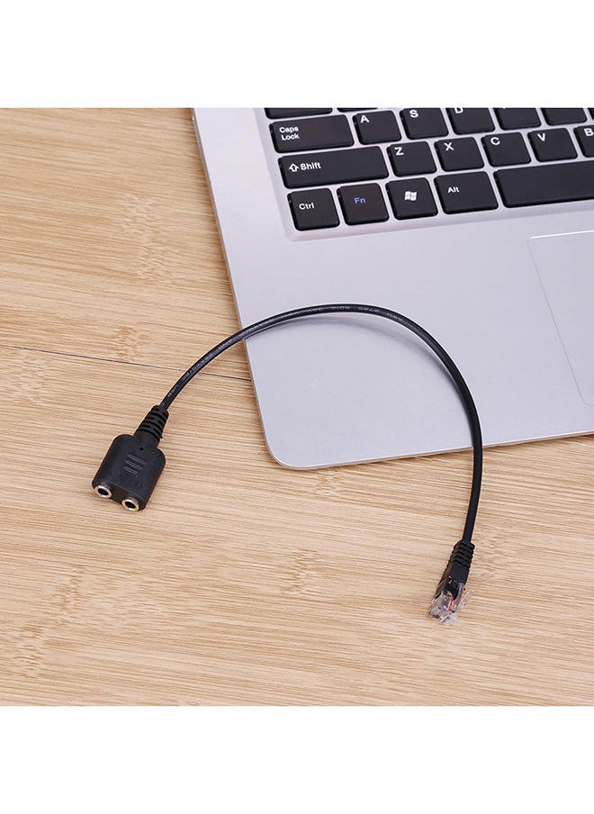 NIBEMINENT 3.5mm Female To RJ9 Male Plug Headset Jack Phone Audio Adapter Cable Black  - Image 3