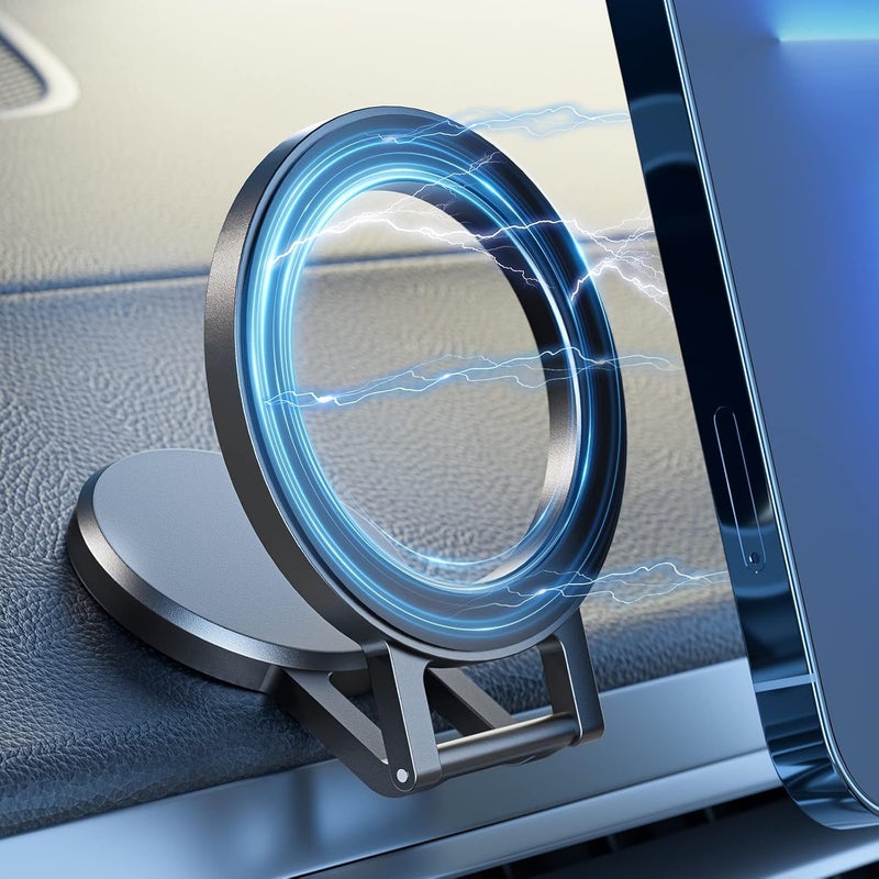 كاست ويف حامل هاتف للسيارة متوافق مع MagSafe، حامل هاتف مغناطيسي للوحة القيادة في السيارة، تصميم معدني بالكامل، مناسب لأجهزة iPhone 14 13 12 Pro/Max/Mini/Plus مع حافظة MagSafe (رمادي) - Image 1