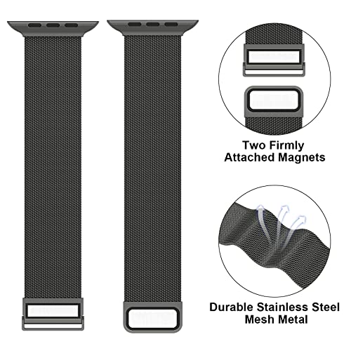 Meliya Straps Compatible with Apple Watch Band 38mm 40mm 41mm 42mm 44mm 45mm 46mm 49mm Women Men, Adjustable Mesh Loop Magnetic Milanese Strap for iWatch Series 10 9 8 7 6 5 4 3 2 1 SE - Image 3
