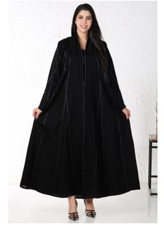 Black abaya with silver threads