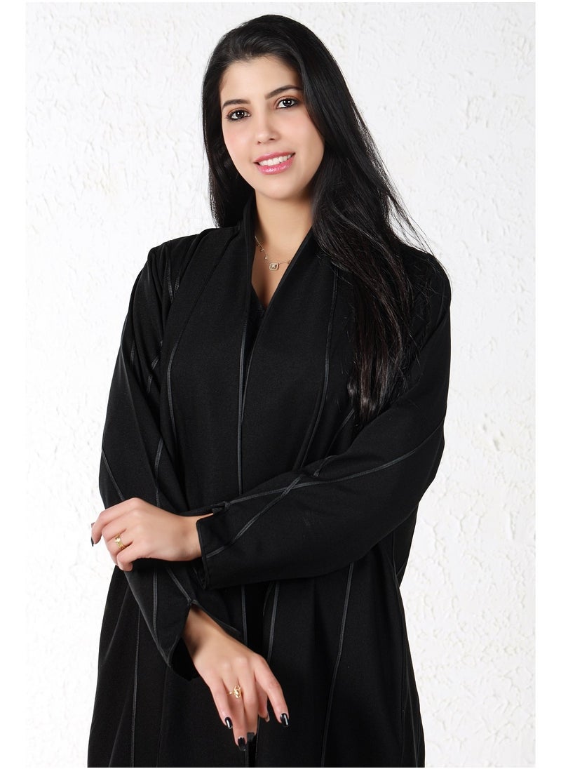 alwan aljamal - Black abaya with silver threads - Image 1