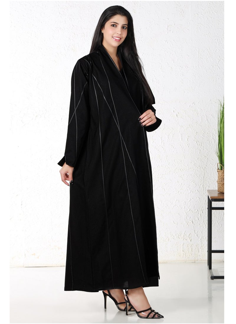 alwan aljamal - Black abaya with silver threads - Image 1