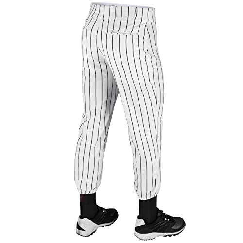 Champro Traditional Fit Triple Crown Classic Baseball Pants with Knitin Pinstripes and Reinforced Sliding Areas White Black pin Large - Image 3