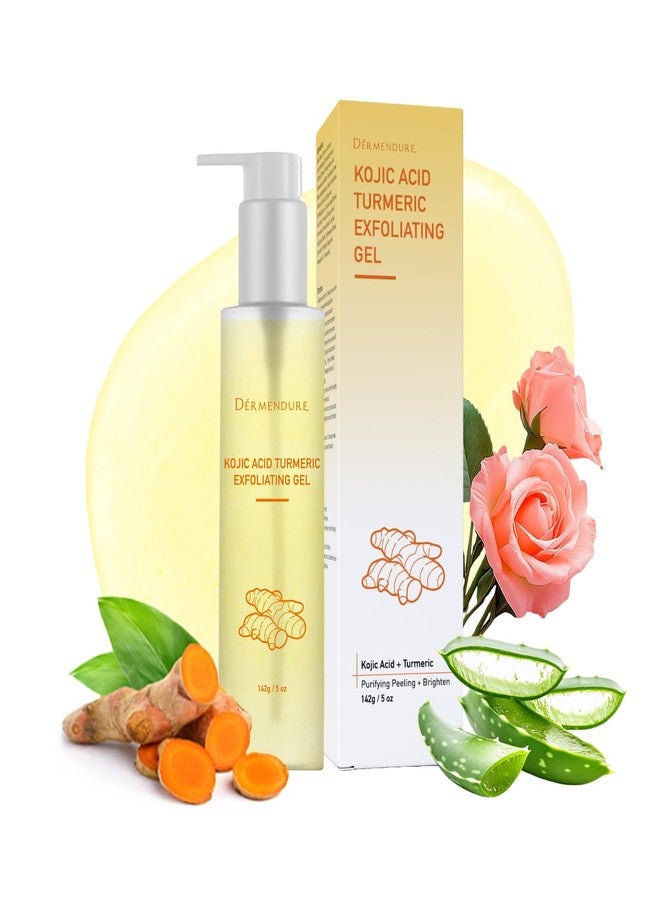 Dermendure Turmeric Kojic Acid Exfoliating Gel – Brightening Peeling Gel, Deep Pore Cleanser Minimizer Exfoliator, Face Scrub Dead Skin Cells Remover, Blackhead Remover, Korean Skin Care, 142g/5oz - Image 1