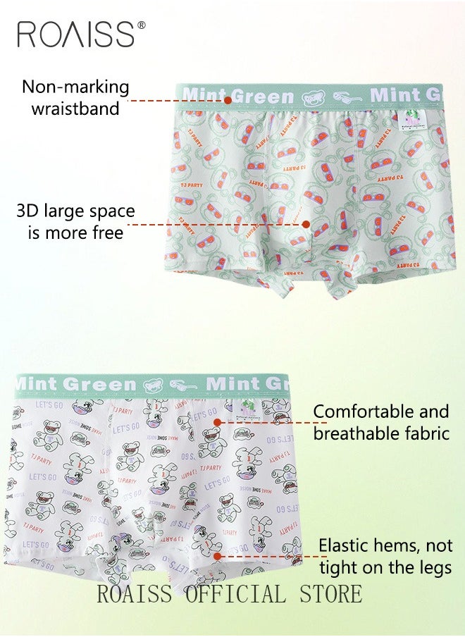 roaiss - 3 Pack Men's Cotton Breathable Mid Rise Boxer Briefs Antibacterial Print Underwear - Image 1