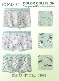 roaiss 3 Pack Men's Cotton Breathable Mid Rise Boxer Briefs Antibacterial Print Underwear  - Image 2