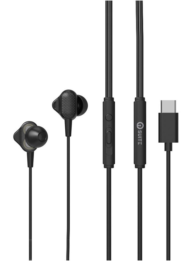 iOsuite Type-C In-Ear dual drive two speakers per bud, Black - H3C  - Image 1