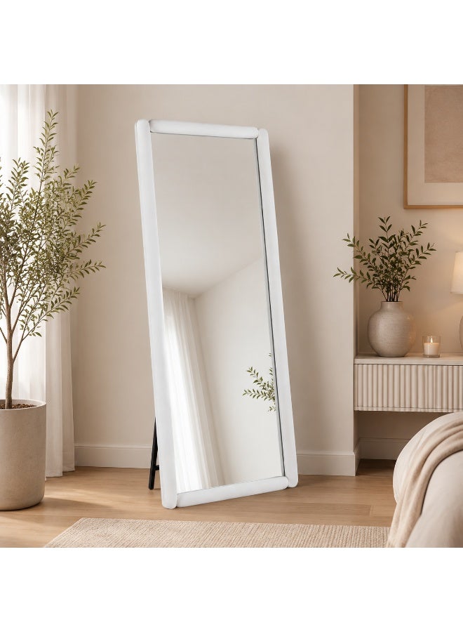 alsaada home Full-Length Free Standing Floor Mirror with Wheels & Metal Frame, 180x80 cm - White - Image 2