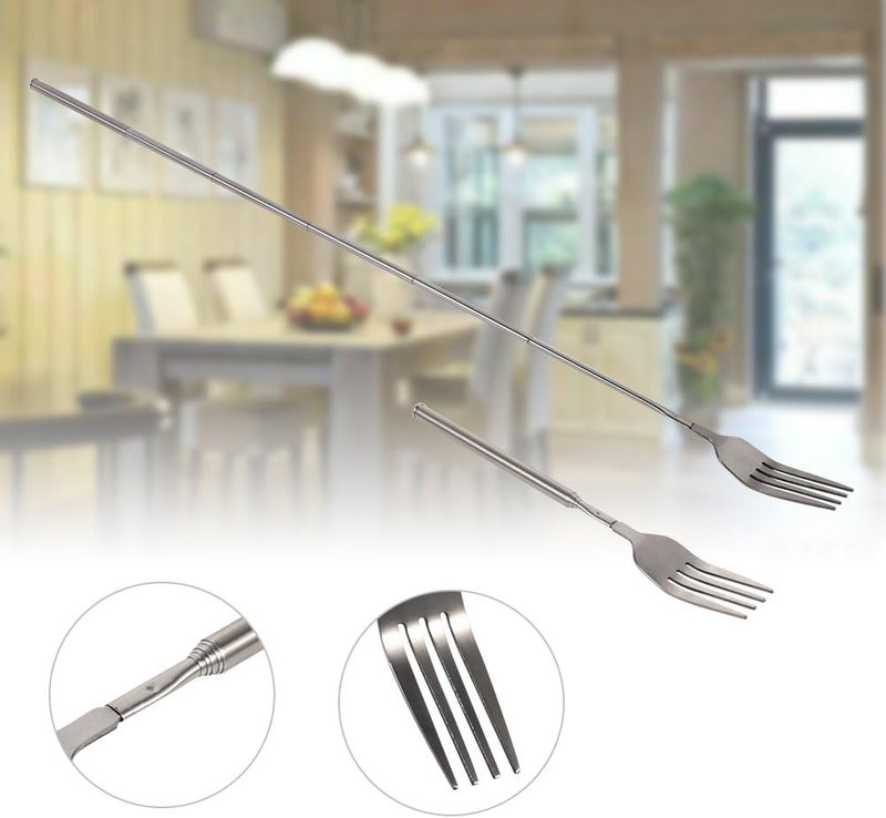 klarako Telescopic Fork, Extendable Fork Telescopic Fork Extended Fork Handle Handled Telescoping Expandable Extending Fork for Eating Barbecue Toasting Dinner Fruit Dessert - Image 2