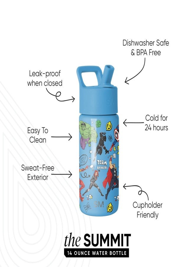 Simple Modern Marvel Avengers Kids Water Bottle with Straw Lid | 14oz Insulated Stainless Steel Kids Tumbler & Spill Proof Toddler Cup for School, Girls, Boys | Summit | Avengers Heroes - Image 5