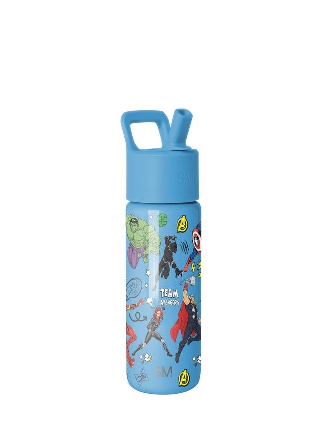 Simple Modern Marvel Avengers Kids Water Bottle with Straw Lid | 14oz Insulated Stainless Steel Kids Tumbler & Spill Proof Toddler Cup for School, Girls, Boys | Summit | Avengers Heroes - Image 1