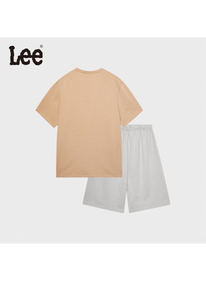 Lee Simple Wearable Loungewear Pajamas For Men And Women, Couples And Family Matching Short-sleeve Shorts Set, Casual Plus Size - Image 1