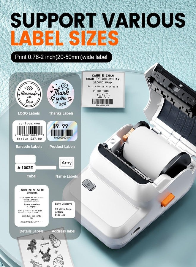 Ponek Label Maker, M100 Bluetooth Label Printer, Versatile App with 2000 Icons and 300 Templates, 2 Inch Barcode Label Printer for Small Business, Office, Home, School Organization, White - Image 5