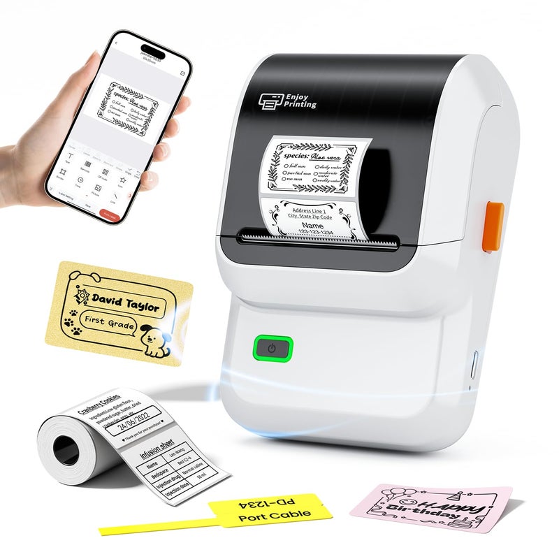Ponek Label Maker, M100 Bluetooth Label Printer, Versatile App with 2000 Icons and 300 Templates, 2 Inch Barcode Label Printer for Small Business, Office, Home, School Organization, White - Image 1