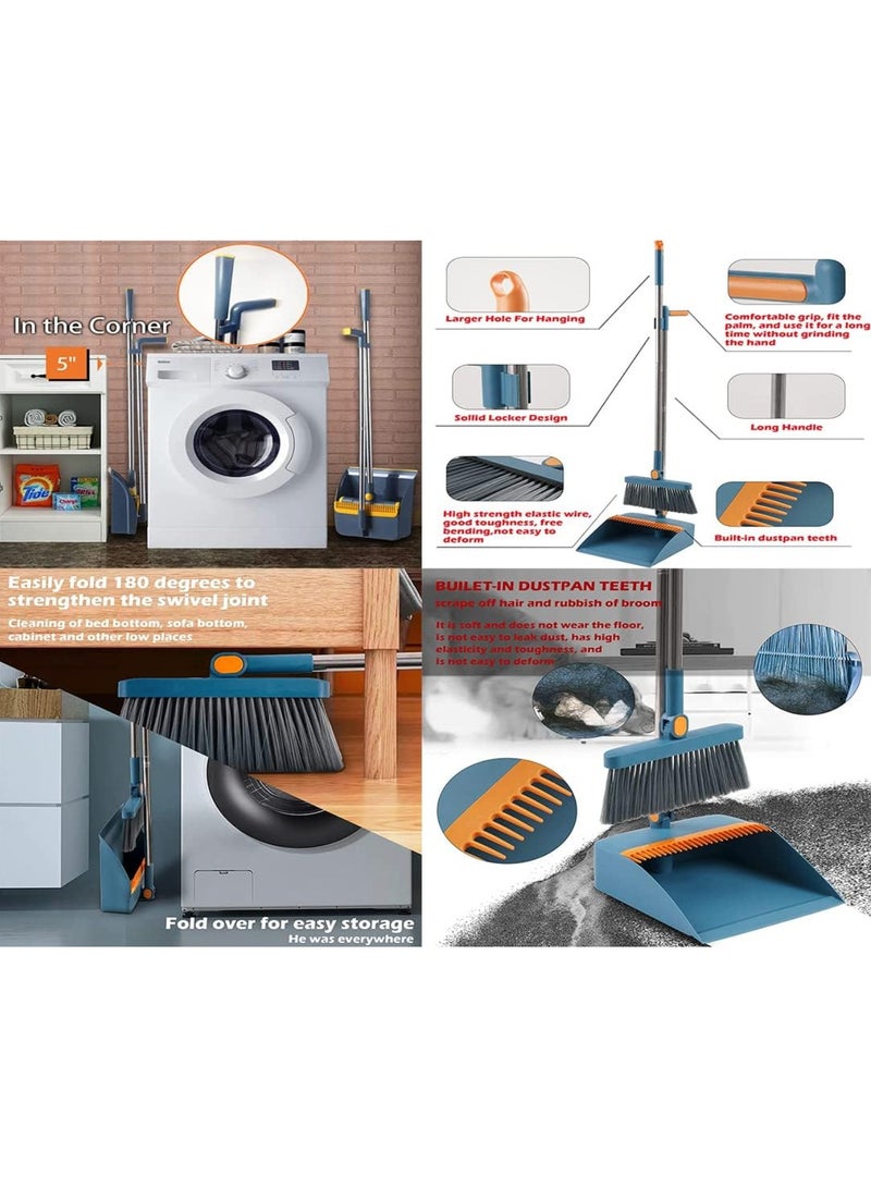Dreamons Link Broom and Dustpan Set -  Stand Up Broom Cleaning Brush & Thickened and Enlarged Dust Pan Combo Set For Cleaning - Dustpan Set Indoor-Outdoor Broom-For Household Use - Image 2