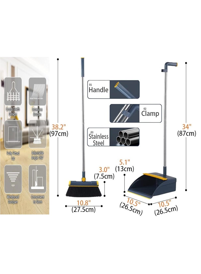 Dreamons Link Broom and Dustpan Set -  Stand Up Broom Cleaning Brush & Thickened and Enlarged Dust Pan Combo Set For Cleaning - Dustpan Set Indoor-Outdoor Broom-For Household Use - Image 3
