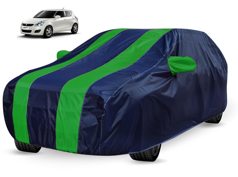 Auto Hub Car Cover Compatible with Maruti Swift (Model : 2005-2017) with Mirror Pocket, Water Resistant, Triple Stitched, Swift Car Cover, Navy-Green - Image 1