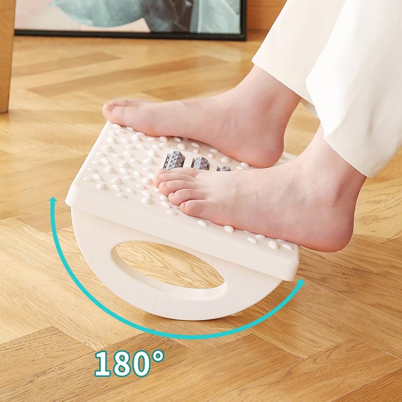 divinezon Under Desk Footrest With Massage Texture Foot Support For Office Work Point Device for Pain Relief Stool White - Image 2